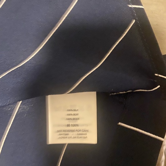 NWOT navy pinstripe silk blouse - Picture 10 of 11
